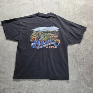 Vintage Harley Davidson T-Shirt Mens XL Black Maui Hawaii Distressed Biker